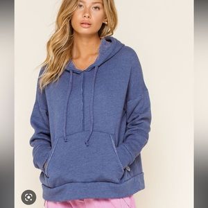 Free People Blue Pullover Hoodie